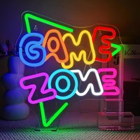Green Game Zone Neon Sign USB Powered Gaming Room Sign Wall Decor for Boys Bedroom Man Cave Internet Bar Party Playroom