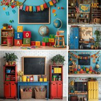 Mocsicka Back to School Theme Party Backdrop Photography Chalkboard Locker Classroom Background Kid Cake Smash Photozone Studio
