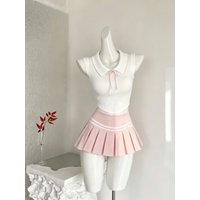 Summer Korean Preppy Style Sweet 2 Piece Set for Women Pure Desire Spicy Girl High Waist Design Mini Skirt Suit Woman Outfits