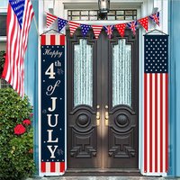 1 set Happy 4th of July Porch Banner American Flag Pattern Polyester Door Hanging Banner For Independence Day Party Decoration