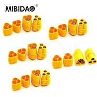 MIBIDAO 2/5 Pairs MT60 Male Female 3.5mm 3 pole Plug Connector with Sheath Set for RC Airplane Car Model ESC Accessories