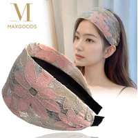 Fashion Embroidery Wide Headband Flower Wide Brim Hairband Toothed Simple Lace Headband Daily