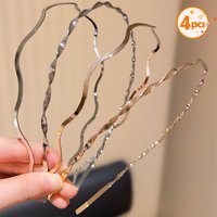 4pcs Metal Material Wavy Hairband Cute Girls Gift Suitable for All Ages Women's Fashion Hair Accessories