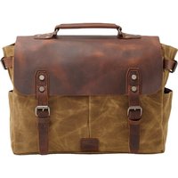 Nesitu Highend Vintage A4 Oil Wax Canvas Genuine Leather Executive Women Men Briefcase Portfolio Shoulder Messenger Bag M16960