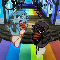 Finn & Twisted Finn - Double-sided Acrylic Keychain 2.75in - Horror Game Character Pendant