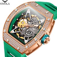 ONOLA Luxury Fashion Watch Hollow Out Fully Automatic Waterproof Men's Mechanical Watch With Diamond