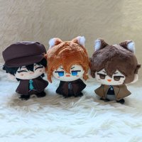 10CM Cute Plush Pendant Dazai Osamu Nakahara Chuuya Edogawa Renpo Anime Cosplay Stuffed Doll Keychain Gift