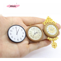 1Pcs Retro European Wall Clock Pretend Play Furniture Toy for 1/12 Dollhouse Miniature Home Decor Accessory