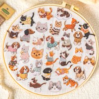 20Sheets Fluffy Plush Cat Dog Pet Theme No White Edge PET Stickers for DIY Craft Scrapbook Guitar Phone Case Notebook Decoration