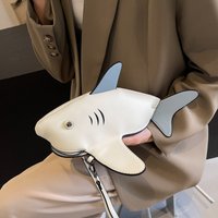 Girl Personality Cute Shark Design Pu Leather Casual Shoulder Tote Crossbody Mini Messenger Bag Handbag Clutch Bag Purse