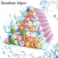 Random 10Pcs Reusable Eyebrow Brush Tube Eyelash Brush Eyebrow Brush Replaceable Marine Creature Styles Makeup Brushes