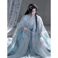 Vintage Embroidery Hanfu Suits Carnival Cosplay Costume Blue Hanfu 6pcs Suits Plus Size 3XL High-quality Chinese Hanfu Men&Women