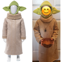 Kids Baby Yoda Grogu Costume Robe with Ears Hat Animal Headband Cosplay Accessories Halloween Carnival Fancy Disguise