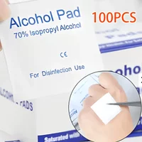 100pcs 70% Disposable Alcohol Cotton Tablets Degrees Glasses Manicure Cleaning Disinfection Wipes Nonwoven Alcohol Swabs