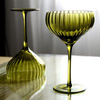 Floral Tulip French Cocktail Glass Goblet Cup, Vertical Striped Glass Mug, Martini Glass, Medieval Cup, Personality