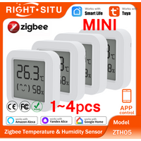 1~4PCS Zigbee 3.0 Temperature Humidity Sensor Require Tuya Zigbee Hub work with Tuya Alexa Yandex Zigbee2MQTT ZHA