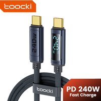 Toocki 240W USB C to USB C Cable LED Digital PD3.1 QC4.0 Fast Charging Dual C Cable for iPhone 15 Pro Macbook 480Mbps Data Cord