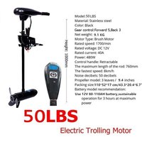 Solar Marine 50LBS 12V Electric Trolling Motor Inflatable Boat Outboard Engine for PVC Inflatable Assault Boat Fishing Kayak