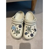 Iridescent Flower Shoe Charms for Clog Shoes Blue Rose Daisy DIY Decoration Accessories Cute Garden Sandal Buckles