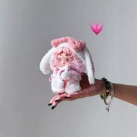 For Skullpanda Doll Pink White Big Rabbit Ear Clothes Skull Panda/Labubu 3.0 Doll Outfit Clothing Accessories Toy Gift