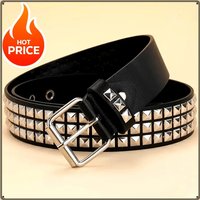 Punk Rivet Decor Belt Set PU Material with Stainless Steel Square Buckle Pyramid Rivet Waistband for Men and Women