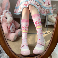 Women's Kawaii Strawberry Cake Print Crew Socks Cute Sweet Lolita Mid-Calf Socks for Daily Wear Cosplay Party