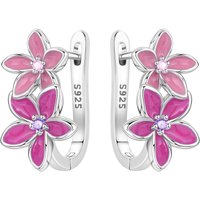 Cycuff Original 925 Sterling Silver Pink Purple Flower Earrings Women Hoop Earring Anniversary Jewelry Trendy Gifts