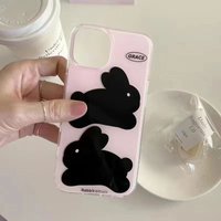 Ins rosa Imd Kaninchen schwarze Hase Handyhülle für iPhone 13 Pro Max 11 12 14 15 Pro Max stoßfeste Schutzhülle Rückseite