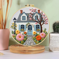 1pc 20X20CM/7.87inch The garden in front of the house Embroidery Starter Kit DIY kit Set for Beginner Craft Painting Sewing Art