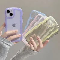 for iPhone 17 Air 16 15 14 13 12 11 Pro Max Mini XS Plus Case Cute Clear Curly Wave Hybrid Shockproof Bumper Cover Soft Fundas