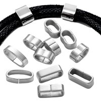 20pcs Stainless Steel Rectangle Slide Charm Large Hole Leather Cord Slider Beads Wristband Link Connector for DIY Jewelry Making