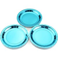 Elegant Peacock Blue Paper Tableware Set Premium Eco‑Friendly Disposable Plates Napkins Cups for Wedding Bridal Shower Tea Party
