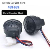 48V 60V Electric Car Horn Black 2in1 with LED 4Wires Steering Buzzer Plastic Reversing Voice Horn Electric Bike Accessories