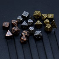 7-częściowy zestaw metalowych mini archaizowanych kostek do gier planszowych Zestaw wielościennych kości do gier stołowych RPG do odgrywania ról