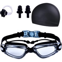 Adult Swimming Goggles 4PCS Set Waterproof Anti-Fog UV Protection HD Clear Vision Swim Cap Nose Clip Ear Plugs Professional Swim