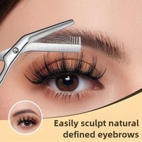 Professional Stainless Steel Eyebrow Scissors with Comb Hypoallergenic Ergonomic Two-Handed Design Precision Shaping & Grooming
