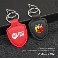Leather Car Emblem Pendant Keychain Key Ring Accessories For FIAT Abarth Pulse Panda Tipo Strada 600 500X Mobi Doblo Fullback