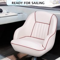 Captain Bucket Seat, Ergonomic High-Back Pontoon Boat Captain Chair UV-Resistant Vinyl, Comfortable High-Density Foam, Easy Installation, for Fishing Boats, Sightseeing Boats, Speedboat & Canoe