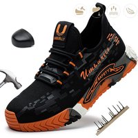 Men's Steel Toe Safety Shoes Puncture Resistant Kevlar Non-Slip Soles Breathable Comfortable Work Shoes Stylish Men's Footwear