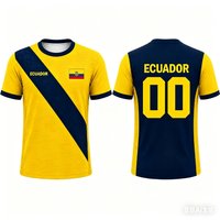 Kids Ecuador Football T-Shirt Soccer Jersey Yellow Navy White Print Breathable Quick Dry Training Tee Fan Sport Top Men Women
