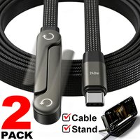 1/2PCS Type C To C Charger Cable 240W Fast Charging Data Line with Built-In Phone Stand for IPhone for Samsung