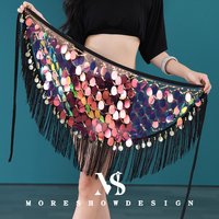 Belly Dance Hip Scarf For Women Sexy Tassel Sequins Hip Waist Chain Belt Stage Performance Outfit Bellydance Dancing Accessories