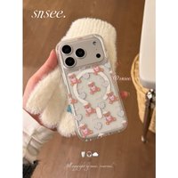 Bear Love Wave Point Y2K INS Phone Case For Magnetic iPhone 17Air 16E 15 14 13 12 11 Promax 7 8 Plus XR XS MAX MINI Back Covers