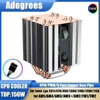 CPU Air Cooler 6 Heat Pipe 4Pin PC Processors Cooler for Intel LGA 1700 1200 1366 1151 1155 2011 X79 X99 AM3 AM4 AM5 Ventilador