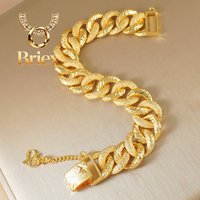 Briex Schmuck Hochwertige 9999 Gold Armbandkette Luxuriöses 24K Echtgold Matt Kubanische Kette Armband für Damen Hip-Hop-Stil Hochzeit