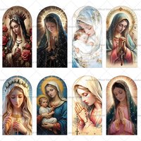Mehofond Custom 2-Sided Holy Mother Virgin Mary Christian Birthday Party Baby Shower Cover Chiara Arch Background Decor Backdrop