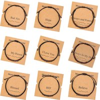 Handmade Morse Code Bracelet Jewelry Adjustable Wooden Beads I Am Enough Blessed Faith I Love You Family Bijoux For Women Men