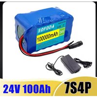 24V 18650 NEW 7S4P Battery 100Ah 100000mAh for Electric Wheelchairs Rechargeable Lithium-ion Battery Pack + 29.4V Charger