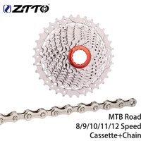ZTTO MTB Road Bicycle 8/9/10/11/12 Speed Cassette And Chain Sprocket K7 10v Current Silver Bike Freewheel Conponents