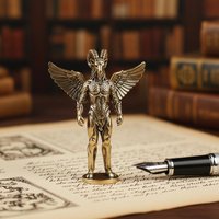 Brass Devil Mini Figures Set Metal Anime Collectible Statues Retro Brass Ornament for Office Desk Gift Decor 5PCS